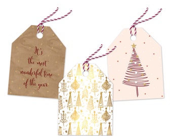 24 Assorted Christmas Tree Gift Tags