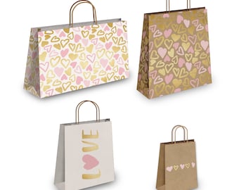 Pink and Gold Hearts Gift Bag Variety Pack
