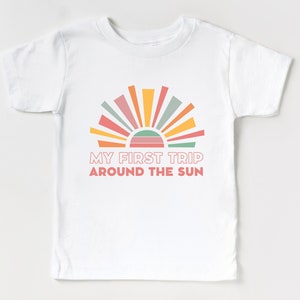 My First Trip Around the Sun Infant T-Shirt, Bodysuit | Boho 1st Birthday Party Outfit Baby Girl | Matching Mama, Daddy, Brother Sister Tees