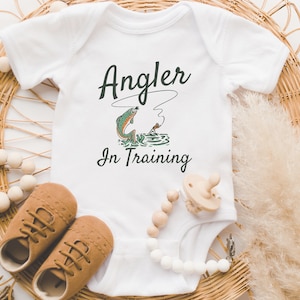 Angler in Training Infant Rib Bodysuit | Pregnancy, Baby Announcement | Future Fisherman | Fly Fishing | Baby Shower Gift | Gender Neutral