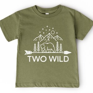 Second Birthday Kid’s T-Shirt | Two Wild Toddler Tee | Woodland Forest Animal, Bear, Mountain Theme 2nd Bday Party | Matching Parents Shirts