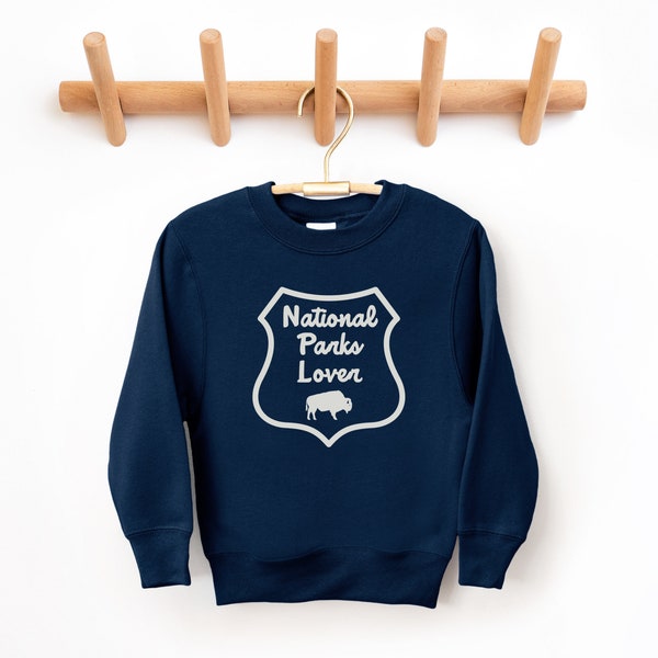 National Parks Lover, Kid’s Pullover Crewneck Sweatshirt | Camping, Travel, Hiking Sweater | Bison | Gift Idea for Girl, Boy | Youth Size
