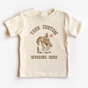 Customized My First Rodeo Infant Tee, Bodysuit Personalized Shirts for Family, Friends, Siblings Cowboy, Western, Wild West Theme Bday Natural