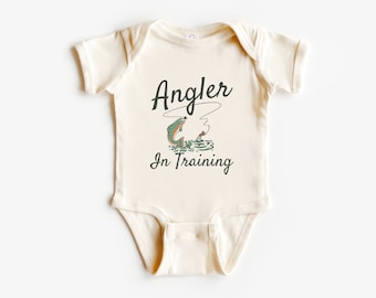Angler in Training Infant Rib Bodysuit | Pregnancy, Baby Announcement | Future Fisherman | Fly Fishing | Baby Shower Gift | Gender Neutral