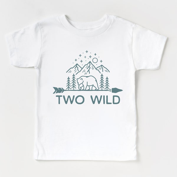 Second Birthday Kid’s T-Shirt | Two Wild Toddler Tee | Woodland Forest Animal, Bear, Mountain Theme 2nd Bday Party | Matching Parents Shirts