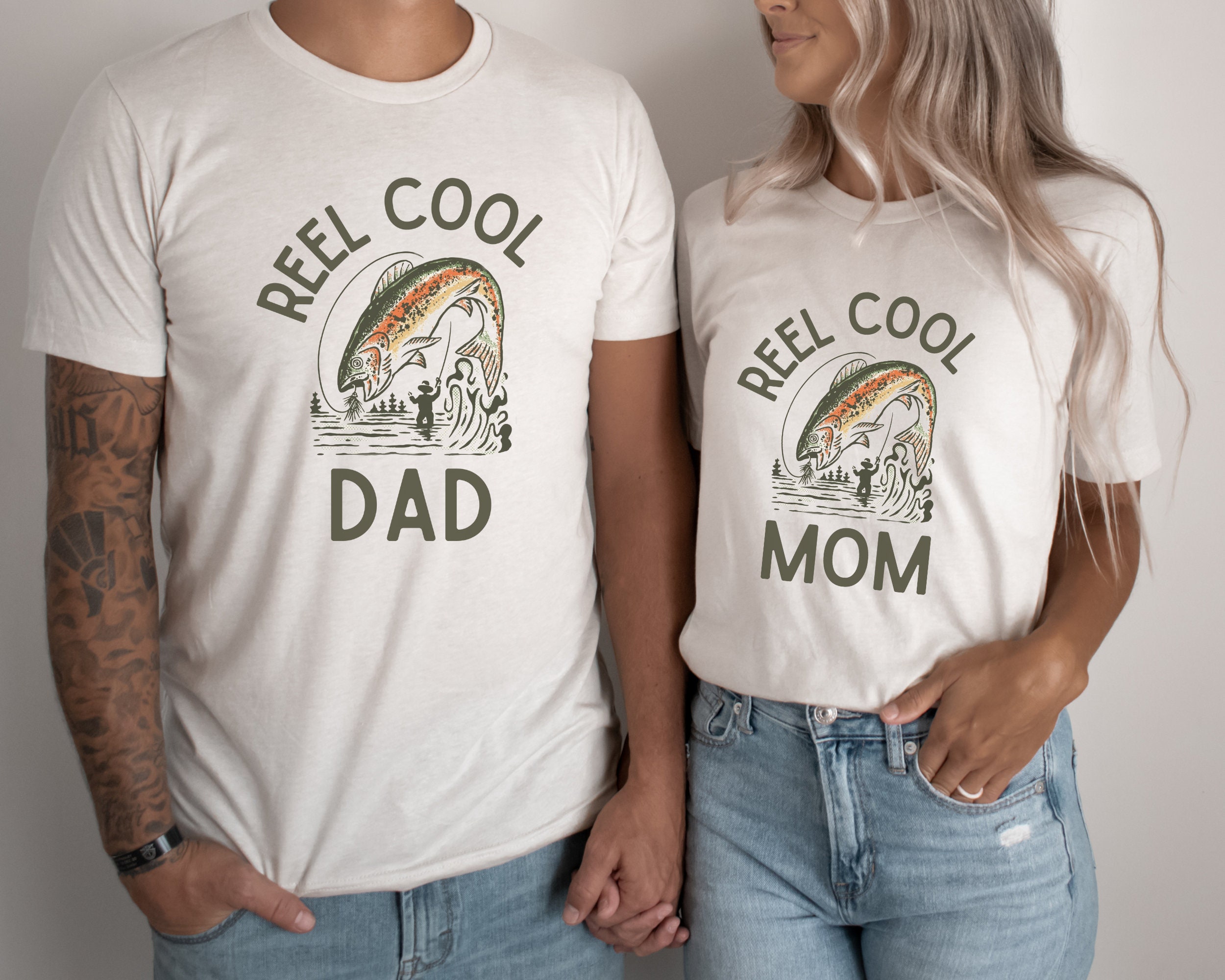 Reel Cool Mom, Dad Matching T-Shirts | New Parents Gift | Cute Pregnancy,  Baby Announcement Idea | Fly Fishing Family | Rainbow Trout Design