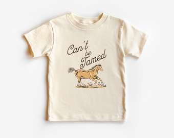 Can’t Be Tamed Short Sleeve T-Shirt, Infant Bodysuit | Horse, Wild West, Western Outfit | My First Rodeo Tee | Baby, Toddler Kid | Boy, Girl