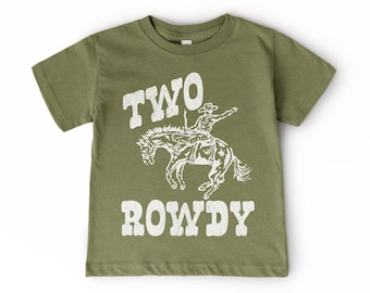 Second Birthday Kid’s T-Shirt | Two Rowdy Toddler Tee | Boho Western, Wild West, Cowboy, Rodeo Shirt | 2 Year Old Boy, 2nd Bday Party Outfit