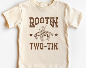 Rootin Two-Tin Kid’s Short, Long Sleeve T-Shirt | Second Birthday Outfit Boy | Wild West, Western, Rustic, Rodeo Cowboy | Matching Parents