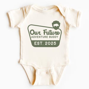 Our Future Adventure Buddy, Infant Bodysuit | Customized Established Year | National Park, Camping Pregnancy Announcement | Baby Shower Gift
