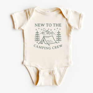 New to the Camping Crew Infant Short, Long Sleeve Bodysuit | Pregnancy Announcement | Baby Shower Gift, Boy Girl | Boho Mountain, Nature