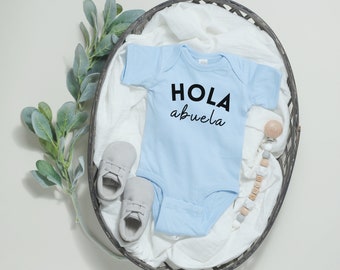 Hola Abuela Cotton Bodysuit | Super Cute Pregnancy Announcement to Abuela | Grandma Baby Announcement