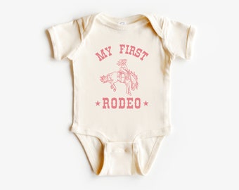 My First Rodeo Short Sleeve T-Shirt, Infant Bodysuit | Cowgirl, Western, Wild West Style 1st Birthday Outfit | Baby Girl | Matching Family