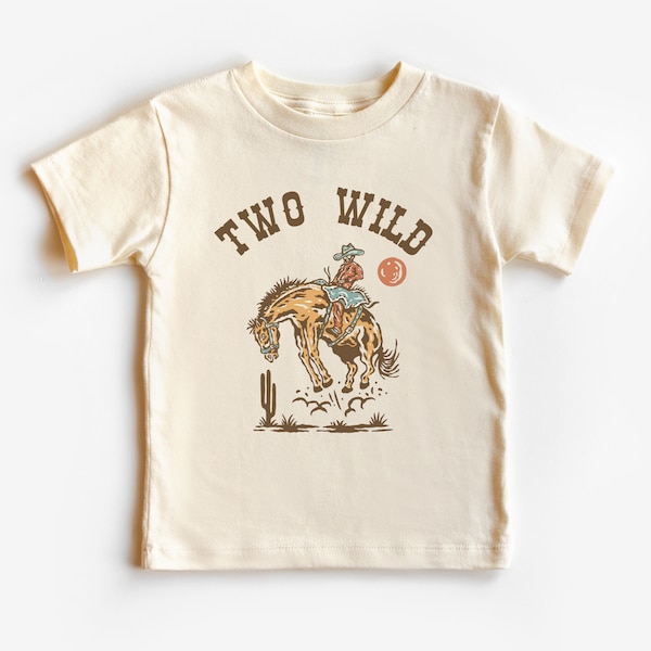 Two Wild Toddler Short Sleeve Tee | Western, Rodeo, Wild West Second Birthday Party Shirt | Matching Parents Sibling | 2nd Birthday Boy Girl