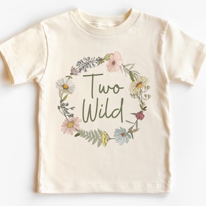 Second Birthday Toddler T-Shirt | Two Wild, Floral Wreath, Wild Flower Kids Shirt