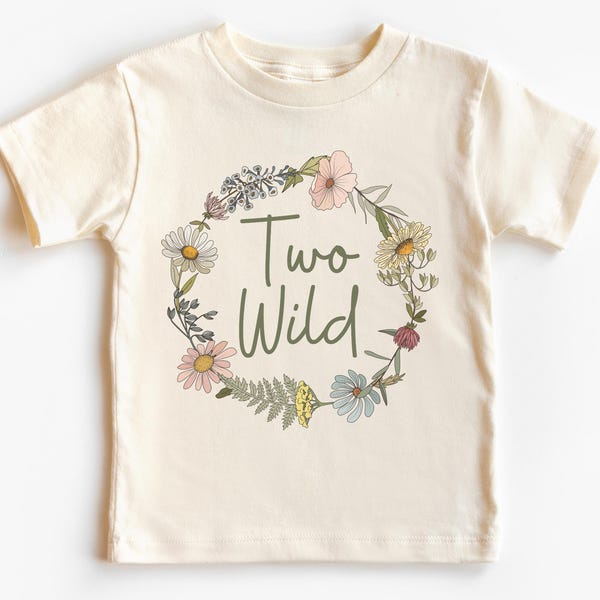 Second Birthday Toddler T-Shirt | Two Wild, Floral Wreath, Wild Flower Kids Shirt