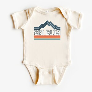 Ski Bum Infant Short, Long Sleeve Bodysuit | Baby Shower Gift | Pregnancy Announcement | Retro, Vintage Style | Future Skier | Mountain Baby