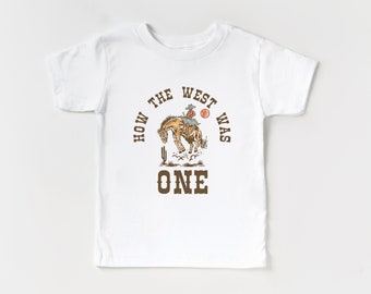 How the West Was One Infant Short Sleeve T-Shirt, Bodysuit | First Rodeo Birthday Tee | Wild West, Western, Cowboy, Bronco | Boy 1st Bday