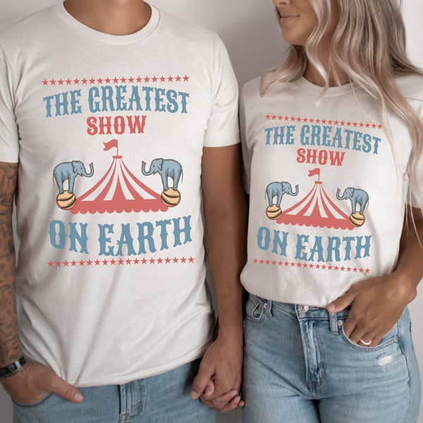 The Greatest Show on Earth Baby, Kid’s, Adult T-Shirt | Circus Birthday Party Outfit, Boy, Girl, Matching Family Tees | Elephant Circus Tent