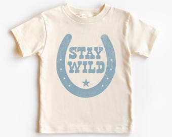 Western Kids T-Shirt | Stay Wild, Horseshoe Infant, Toddler Tee | Wild West, Rodeo, Birthday, Cowboy, Cowgirl Outfit | Gift Idea Boy, Girl