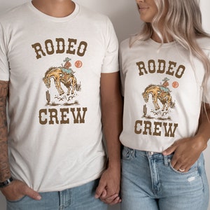 Camiseta de Rodeo Crew para adultos, niños, bebés y niños pequeños / Camiseta a juego para grupos, familias, hermanos y amigos / Fiesta de cumpleaños del lejano oeste, vaquero y del oeste