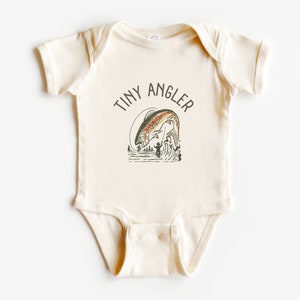 Tiny Angler Rib Infant Bodysuit | Future Fly Fisher, Fisherman Outfit | Outdoor, Wildlife | Trout, Fishing | Baby Boy, Girl | Shower Gift
