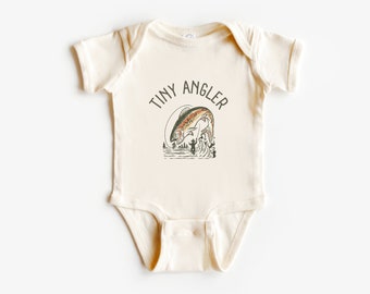 Tiny Angler Rib Infant Bodysuit | Future Fly Fisher, Fisherman Outfit | Outdoor, Wildlife | Trout, Fishing | Baby Boy, Girl | Shower Gift