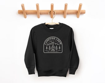 Campfire Crew,  Kids’s Pullover Crewneck Sweatshirt | Boho Woodland, Forest Sweater | Camping, Mountain Outfit | Gift for Boy, Girl | Youth