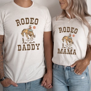 Rodeo Mama, Daddy Short Sleeve T-Shit |  Matching Parents Outfits | My First Rodeo”Birthday | Wild West, Cowboy, Western Style | Mom and Dad