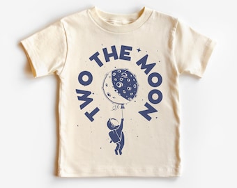 Second Birthday T-Shit | Two the Moon Kid’s Tee | Space Astronaut Planet | 2nd Trip Around Sun Bday Party | Boy, Girl | Short, Long Sleeve
