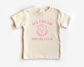 Ice Cream Social Club Short Sleeve Tee | Ice Cream, Gelato Lover T-Shirt | Toddler, Kids Shirt | Girl’s Tee | Cute Gift Idea | Summer, Pink