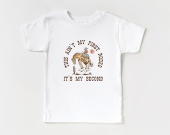 Ce n'est pas mon premier rodéo, c'est mon deuxième | T-shirt pour 2e anniversaire sur le thème des cow-boys, des westerns et du Far West | Chemise parents, frères et sœurs assortis | Garçon, fille
