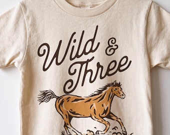 Third Birthday, Wild & Three | Boho, Western, Wild West, Horse 3rd Bday Outfit | Matching Family, Parents, Sibling Shirts | Boy, Girl
