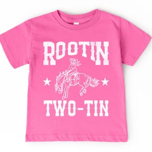 Second Birthday T-Shirt | Rootin Two-Tin, Pink Cowgirl Toddler, Infant Tee | Boho Wild West, Western Rodeo 2nd Bday Outfit, Girl, 2 Year Old