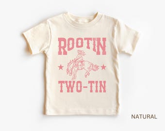 Second Birthday T-Shirt | Rootin Two-Tin, Pink Cowgirl Toddler, Infant Tee | Boho Wild West, Western Rodeo 2nd Bday Outfit, Girl, 2 Year Old