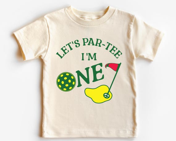 Golf First Birthday Infant T-Shirt | Let’s Par-Tee I’m One Baby Bodysuit, Tee | Golfing Theme 1st Bday Party Outfit, Boy, Girl | 1 Year Old