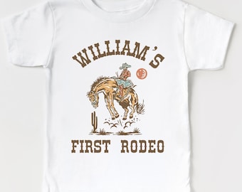 Customized “My First Rodeo” Infant Tee, Bodysuit | Personalized Shirts for Family, Friends, Siblings | Cowboy, Western, Wild West Theme Bday