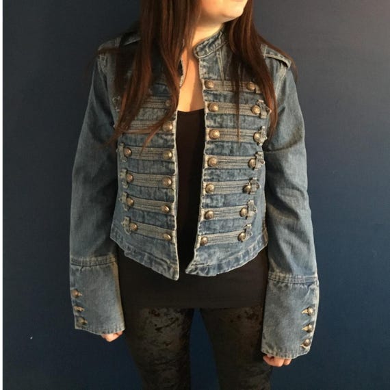Retro Military Style Denim Jacket - Etsy
