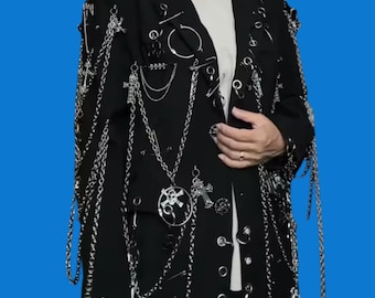 Blazer punk in metallo decorato