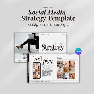Social Media Strategy Template | Editable Canva Template for Social Media Managers