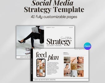 Social Media Strategy Template | Editable Canva Template for Social Media Managers