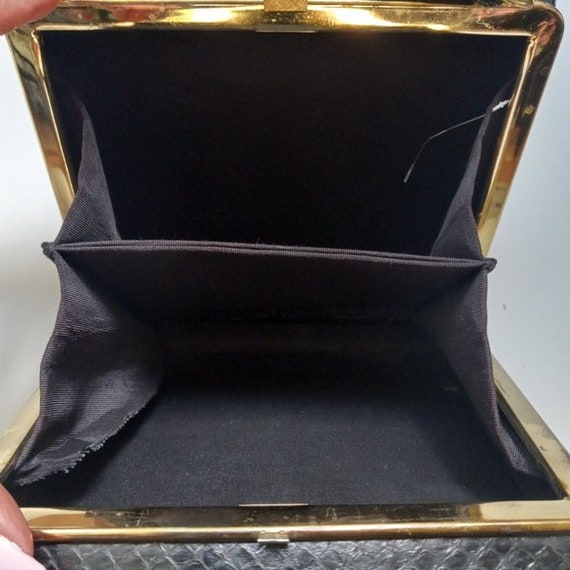 1950 Black Snakeskin Box Purse - image 6