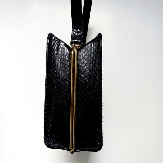 1950 Black Snakeskin Box Purse - image 4