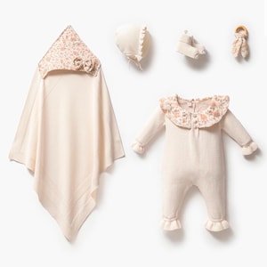 Conjunto de niña recién nacida para volver a casa Conjunto de niña recién nacida para volver a casa Ropa orgánica para bebé Conjunto de hospital para bebé Ropa tejida para bebé