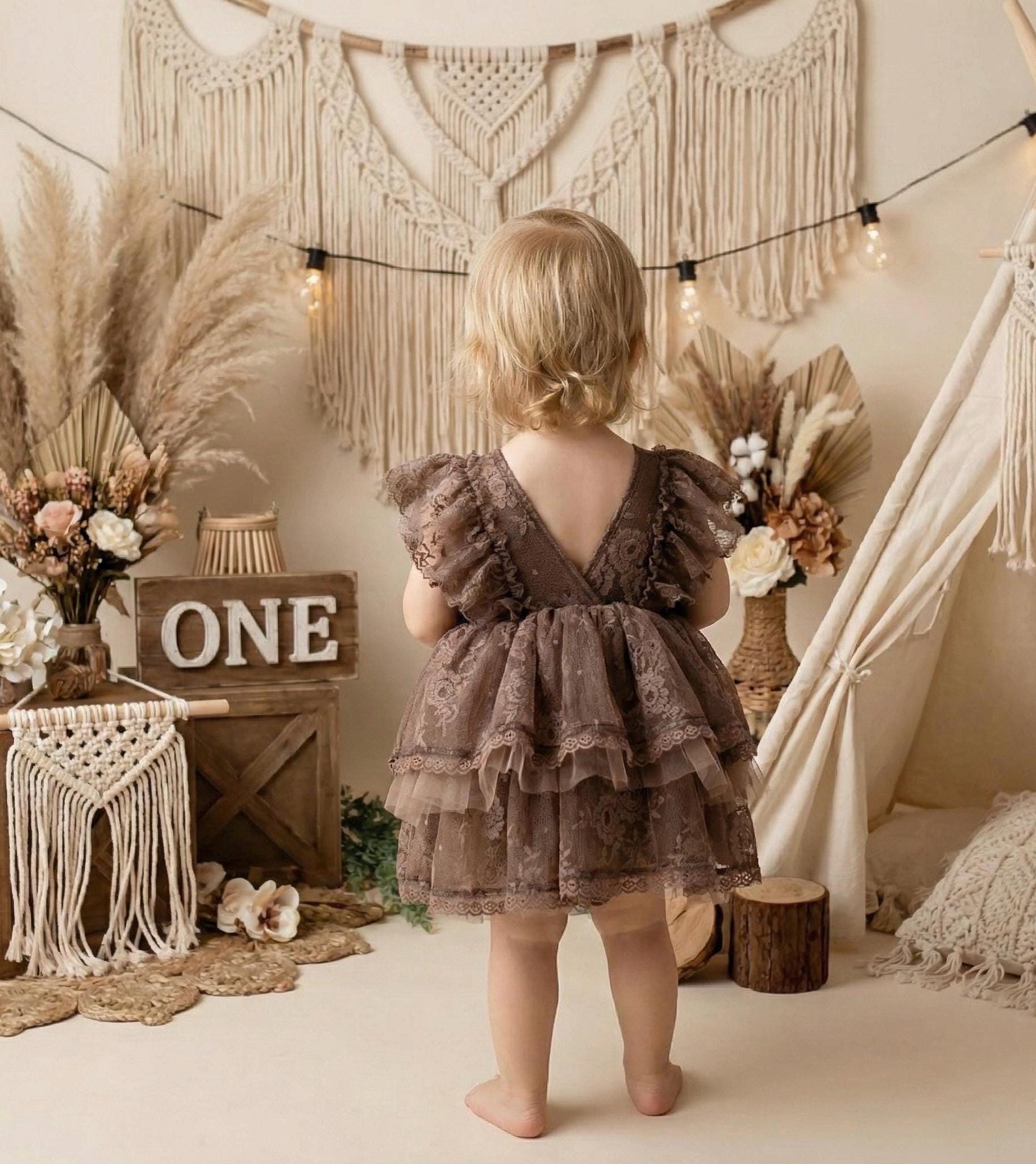 white christmas dresses Charlotte Premium Girls Dress - Chocolate Brown main image 0