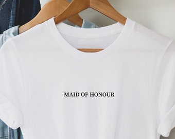 T-shirt bruidsmeisje, trouwshirt, verlovingscadeau, vrijgezellenfeest, vrijgezellenfeest, minimalistisch design pre-bruiloft top.