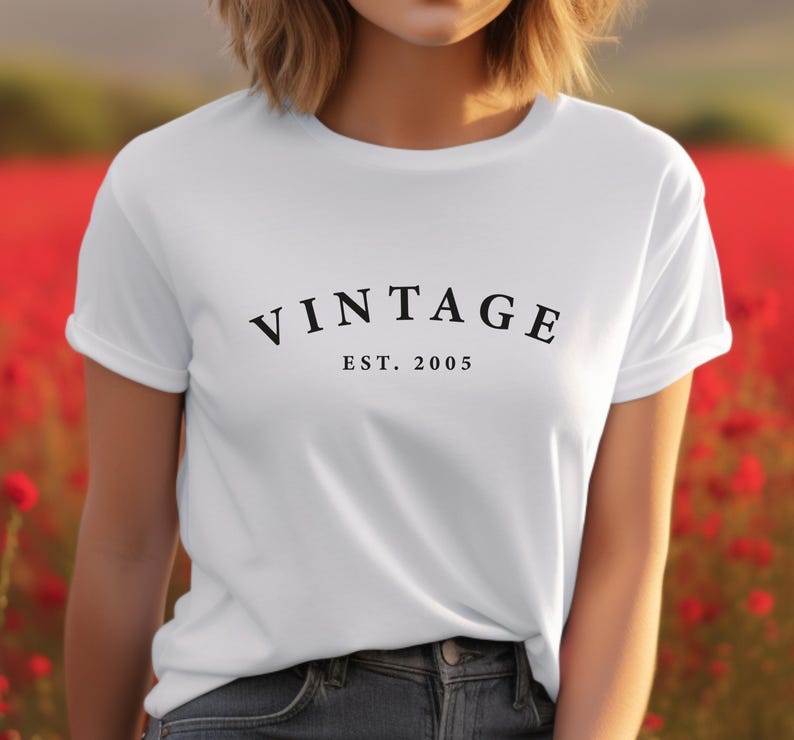 21st Birthday T shirt, 21st Vintage EST Birthday t shirt, 21st Birthday shirt , Birthday Gift for him, Birthday Gift for her. White, black print