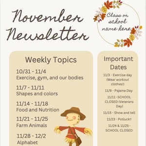 Customizable November Newsletter