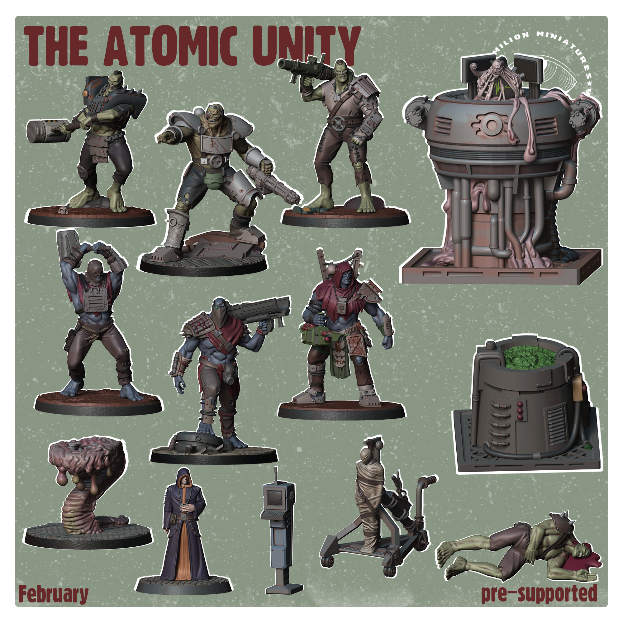 The Atomic Unity Bundle - Post Apocalyptic Inspired - Miniature Set - Resin 3D Printed - Tabletop Games