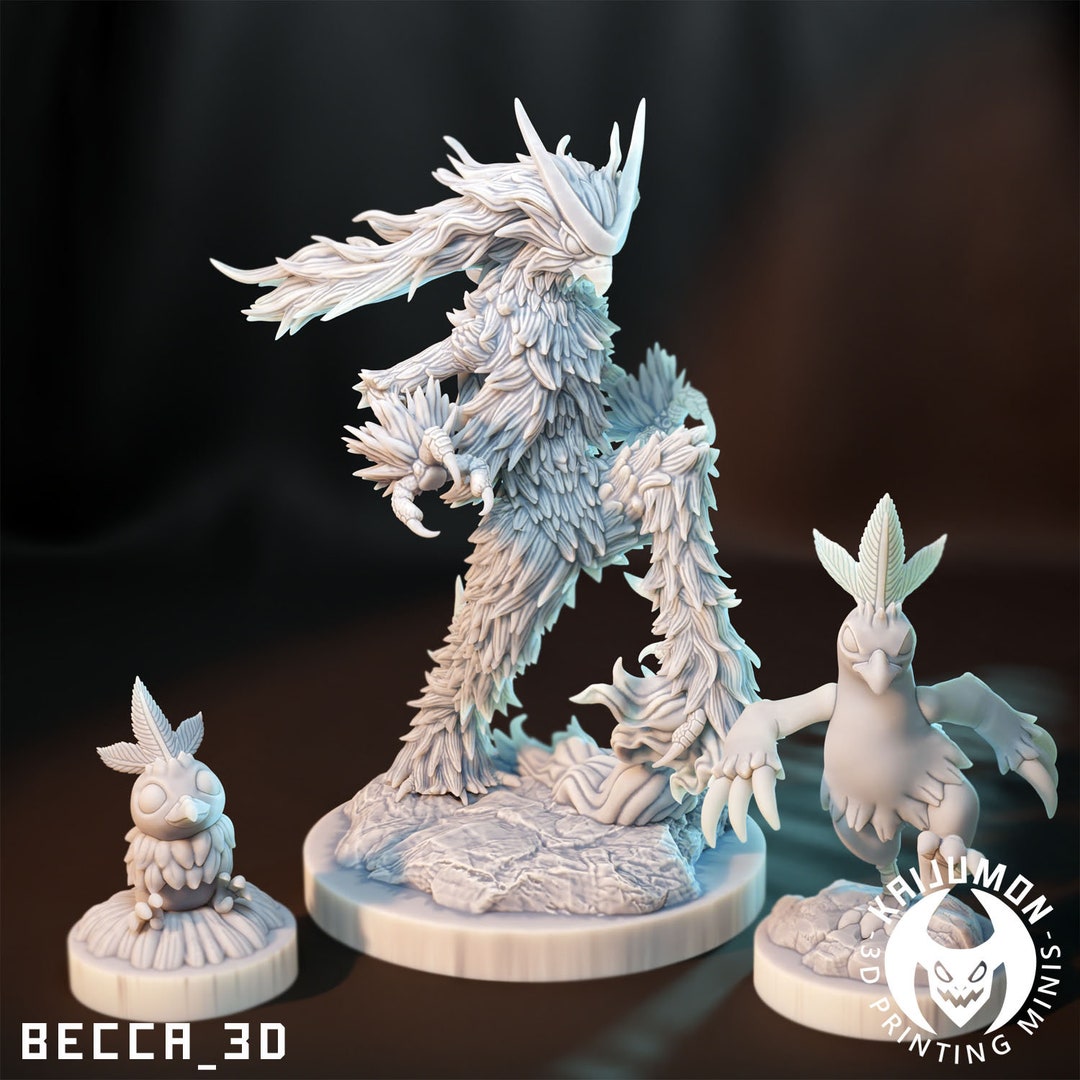 Fire Bird Kaiju Bundle - Kaijumon - Miniature Set - Resin 3D Printed ...